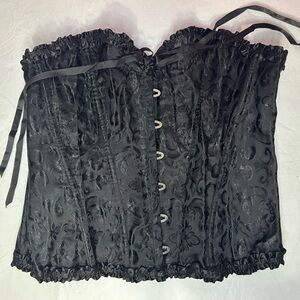 Black goth jacquard lace up corset. Size XL